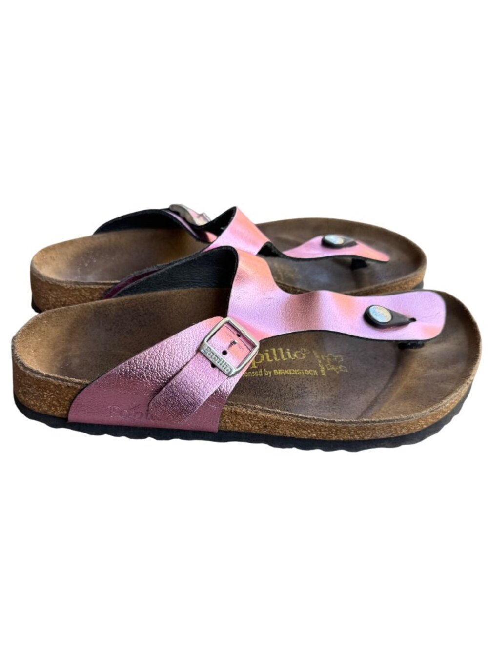 Papillio Birkenstock Gizeh Pink Metallic Leather Thong Sandals EU 39 US W 8 M 6